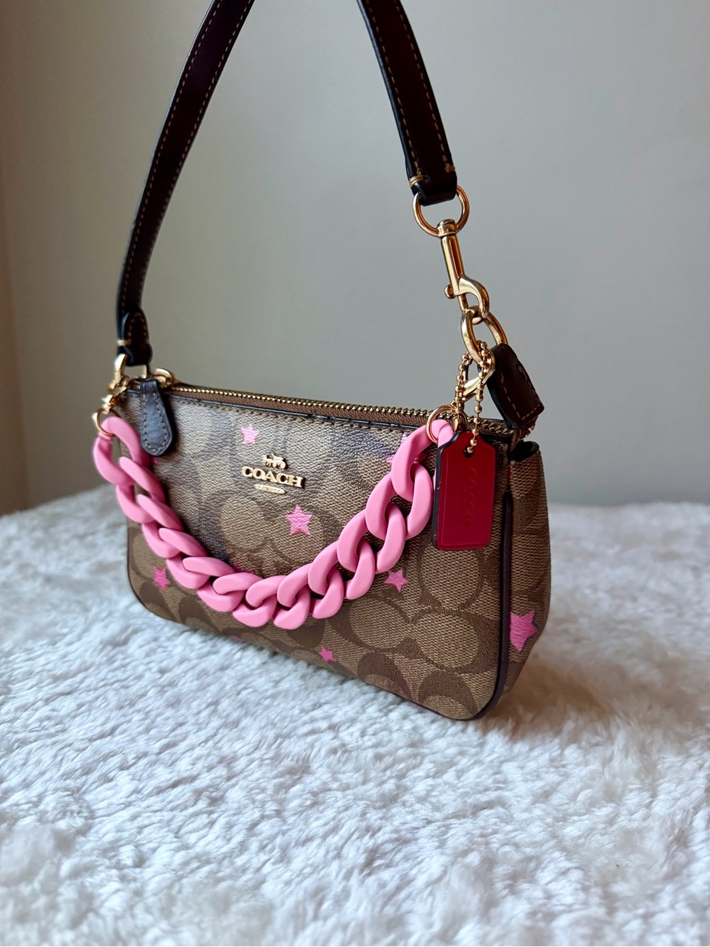 Coach Nolita 19 bag  with Disco Star Print and chain charm